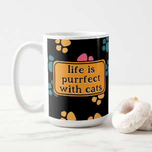 Cute funny black cat paw  coffee mug