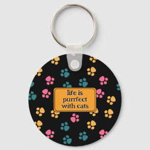 Cute funny black cat paw keychain