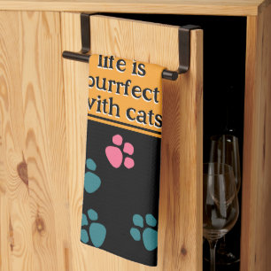 Cute funny black cat paw kitchen towel