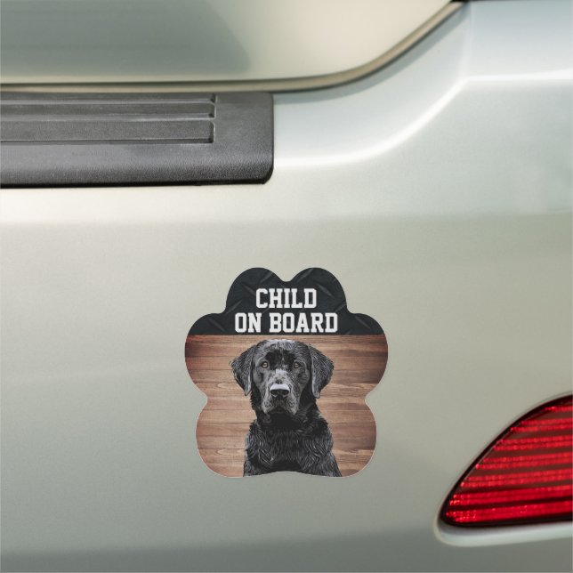 Cute Funny Black Lab Dog Animal Rugged Child Car Magnet (In Situ)