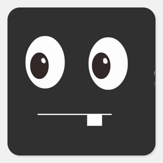 Cute funny black monster face cartoon square sticker (Front)