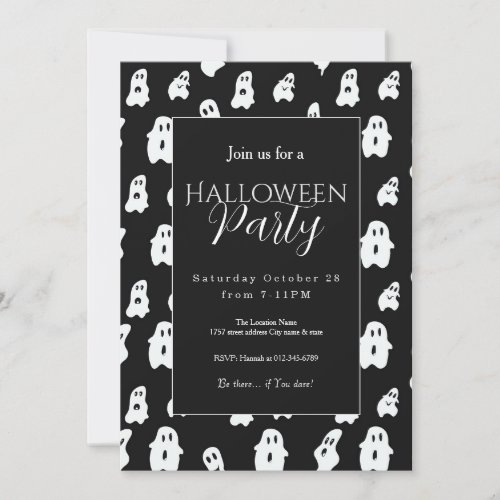 Cute Funny Black White Happy Ghosts Invitation
