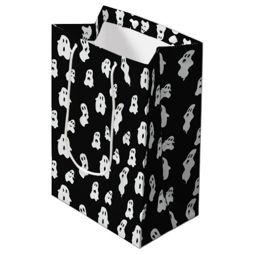 Cute Funny Black White Happy Ghosts Medium Gift Bag
