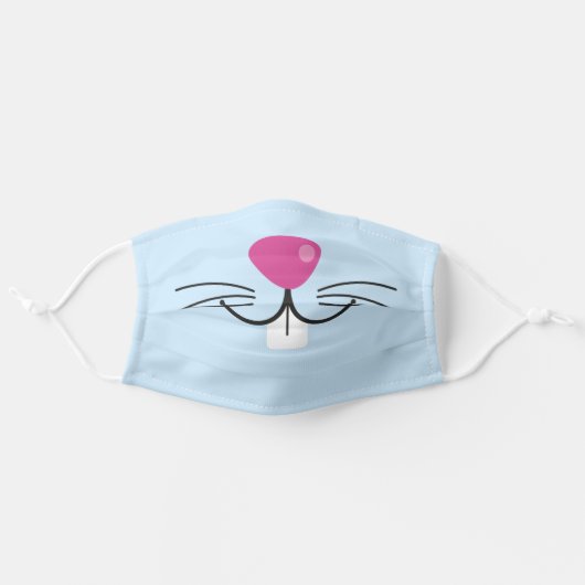 Cute Funny Blue Animal Bunny Face Adult Cloth Face Mask (Front, Unfolded)