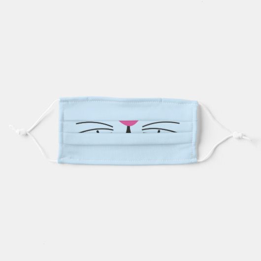 Cute Funny Blue Animal Bunny Face Adult Cloth Face Mask (Front, Folded)