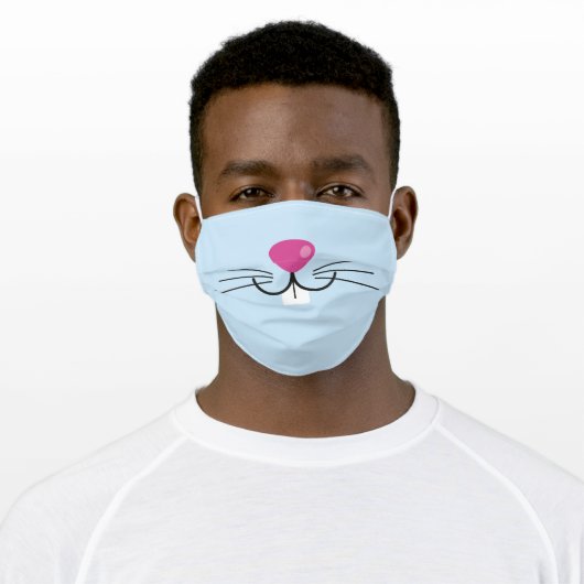 Cute Funny Blue Animal Bunny Face Adult Cloth Face Mask (Worn)