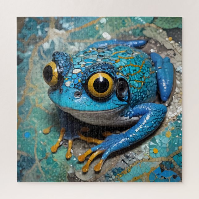 Cute Funny Blue Frog Jigsaw Puzzle (Vertical)