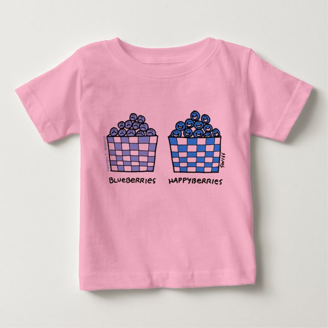 Cute Funny Blueberries Happyberries Baby Outerwear Baby T-Shirt (Front)