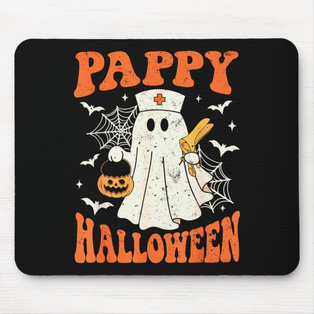 Cute Funny Boo Ghost Nurses Pappy Halloween Obgyn  Mouse Pad (Front)