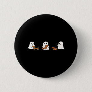 Cute Funny Boo Ghosts Walking Dachshund Dog Lovers Button
