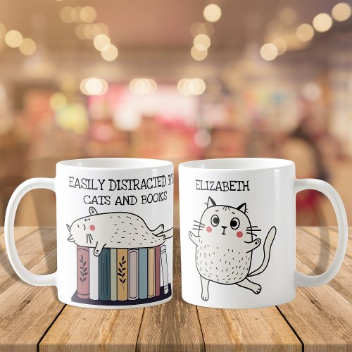 Cute Funny Book Cat Lover Quote Bookworm Name Coffee Mug
