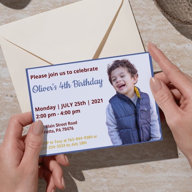 Cute Funny | Boys Photo Birthday Invitation (Creator Uploaded)