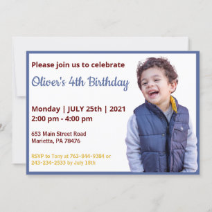 Cute Funny Boys Photo Birthday Invitation