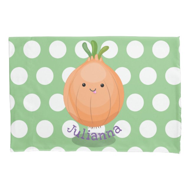 Cute funny brown onion cartoon illustration pillow case (Front)
