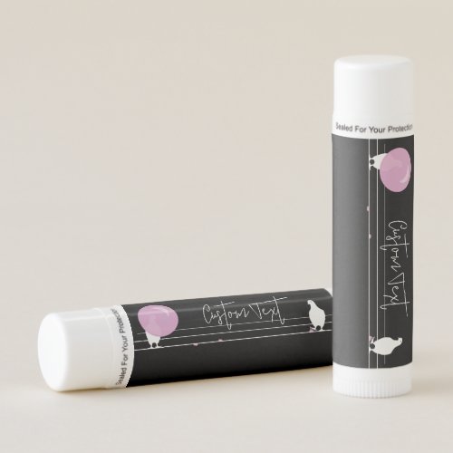 Cute Funny Bubblegum Birds on a Wire Black Lip Balm