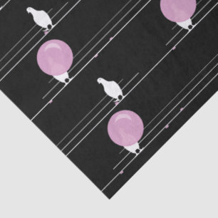 Cute Funny Bubblegum Birds on a Wire Pattern Black Tissue Paper