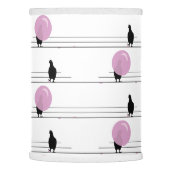 Cute Funny Bubblegum Birds on a Wire Pattern White Lamp Shade (Left)
