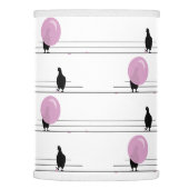 Cute Funny Bubblegum Birds on a Wire Pattern White Lamp Shade (Right)