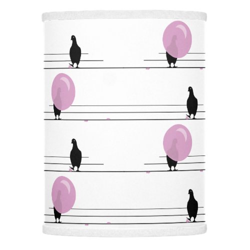Cute Funny Bubblegum Birds on a Wire Pattern White Lamp Shade