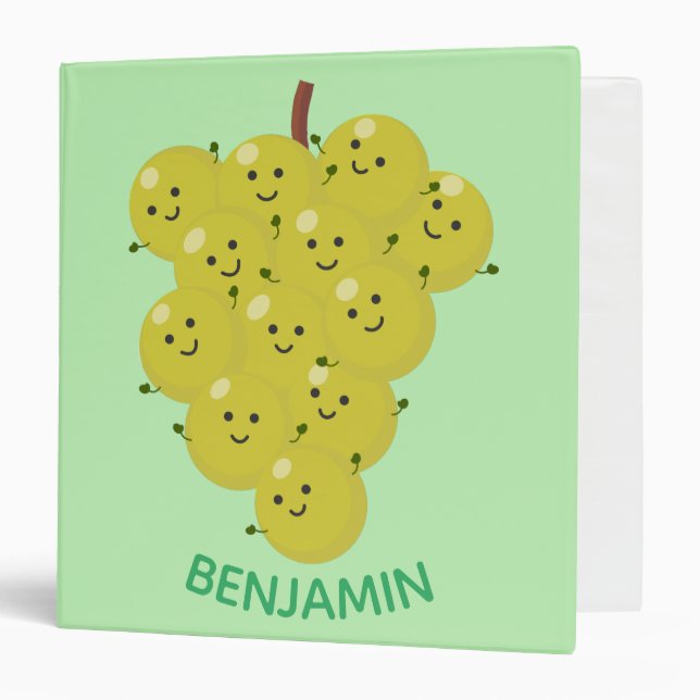 Cute funny bunch of grapes cartoon illustration 3 ring binder (Front/Inside)