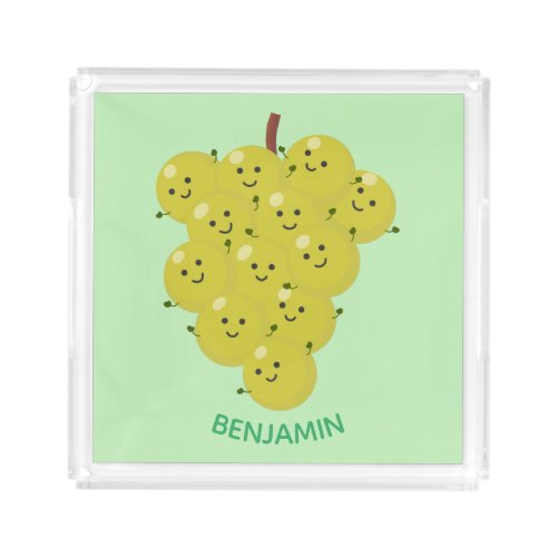 Cute funny bunch of grapes cartoon illustration acrylic tray