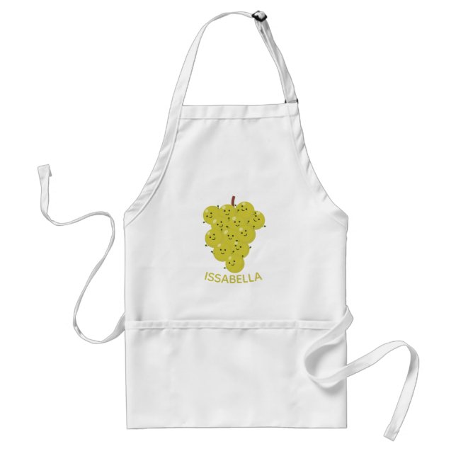 Cute funny bunch of grapes cartoon illustration adult apron (Front)