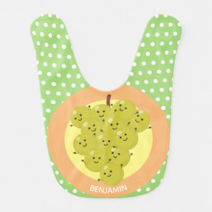 Cute funny bunch of grapes cartoon illustration baby bib