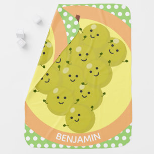 Cute funny bunch of grapes cartoon illustration baby blanket