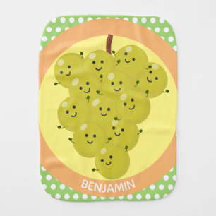 Cute funny bunch of grapes cartoon illustration baby burp cloth