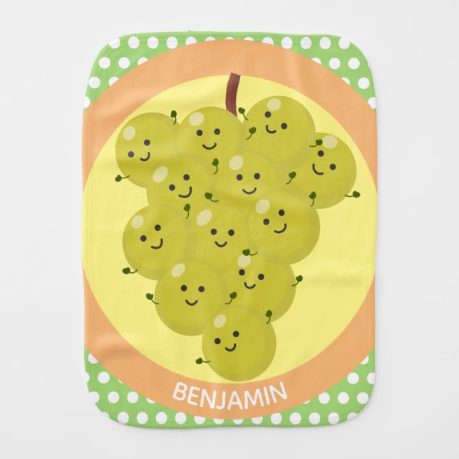 Cute funny bunch of grapes cartoon illustration baby burp cloth (Front)