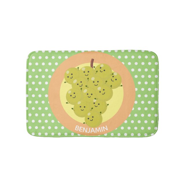 Cute funny bunch of grapes cartoon illustration bath mat (Front)