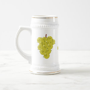 Cute funny bunch of grapes cartoon illustration beer stein