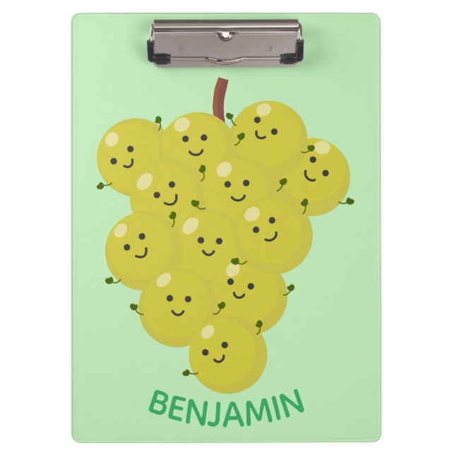 Cute funny bunch of grapes cartoon illustration clipboard (Front)