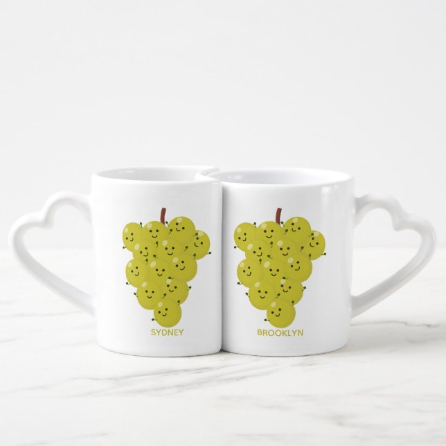 Cute funny bunch of grapes cartoon illustration coffee mug set (Back Nesting)