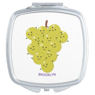Cute funny bunch of grapes cartoon illustration compact mirror