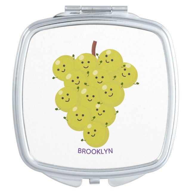 Cute funny bunch of grapes cartoon illustration compact mirror (Front)