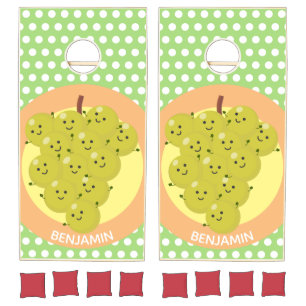 Cute funny bunch of grapes cartoon illustration cornhole set