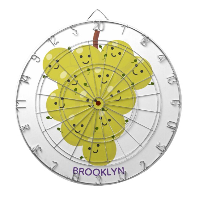 Cute funny bunch of grapes cartoon illustration dart board (Front)