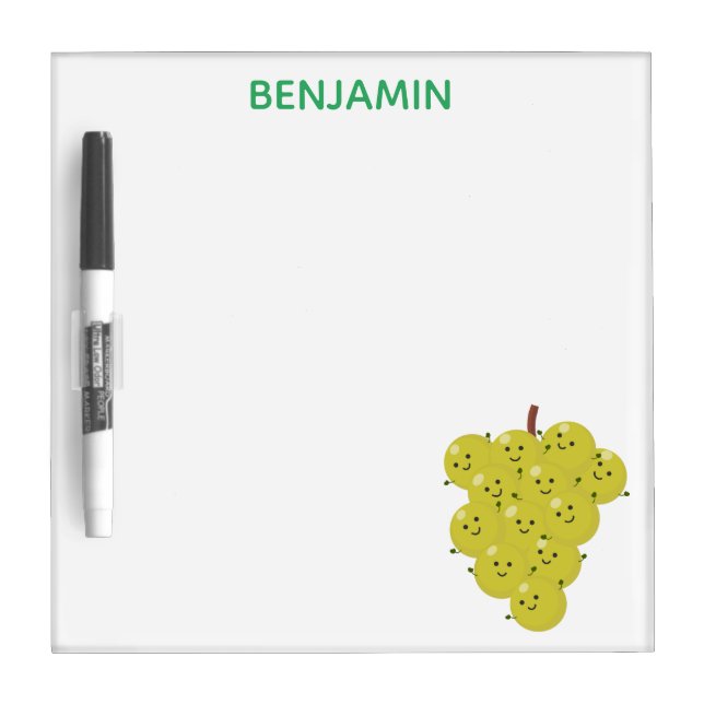 Cute funny bunch of grapes cartoon illustration dry erase board (Front)