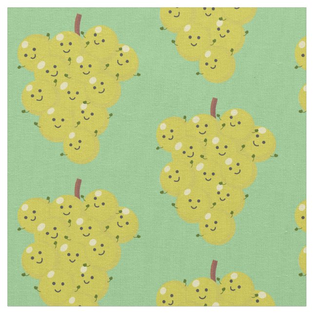 Cute funny bunch of grapes cartoon illustration fabric (Close Up)