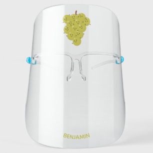 Cute funny bunch of grapes cartoon illustration face shield