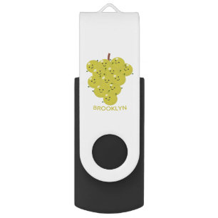 Cute funny bunch of grapes cartoon illustration flash drive