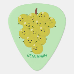Cute funny bunch of grapes cartoon illustration guitar pick
