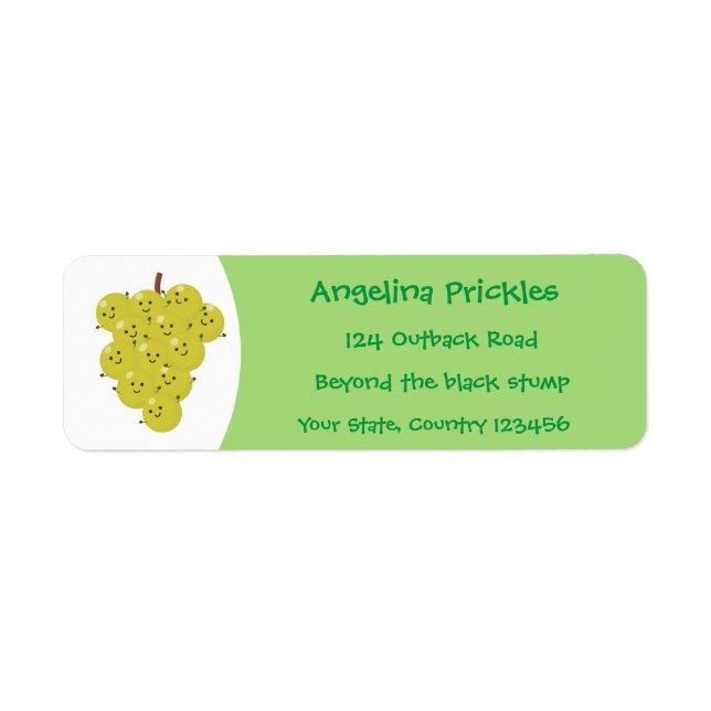 Cute funny bunch of grapes cartoon illustration label (Front)