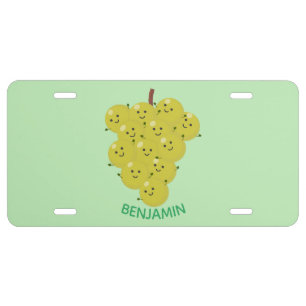 Cute funny bunch of grapes cartoon illustration license plate