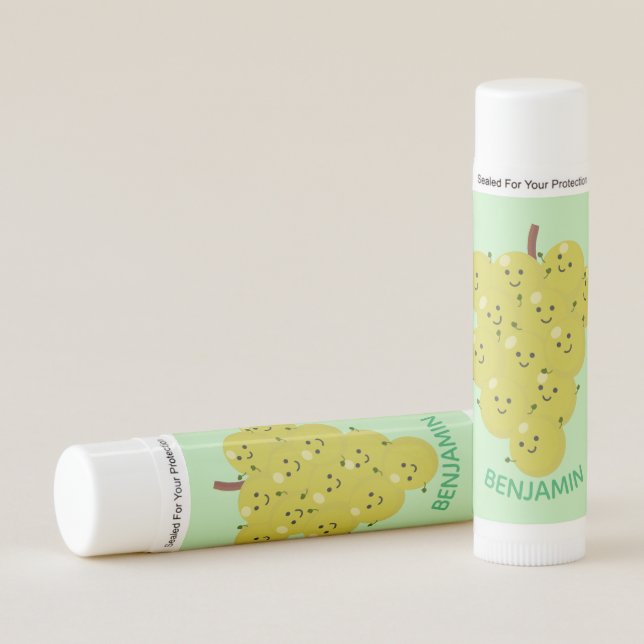 Cute funny bunch of grapes cartoon illustration lip balm (Front)