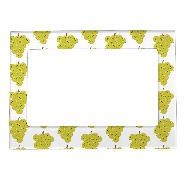 Cute funny bunch of grapes cartoon illustration magnetic frame (Front)