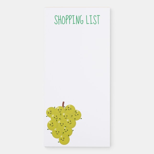 Cute funny bunch of grapes cartoon illustration magnetic notepad (Front)