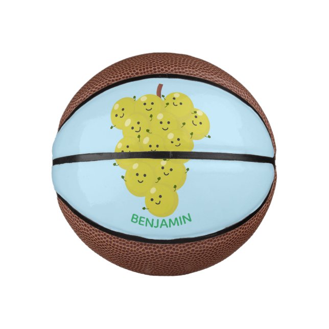 Cute funny bunch of grapes cartoon illustration  mini basketball (Front)