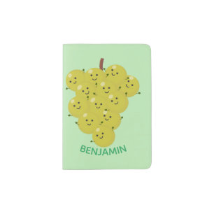Cute funny bunch of grapes cartoon illustration passport holder